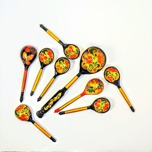 Unique Vintage Wooden Serving Spoons